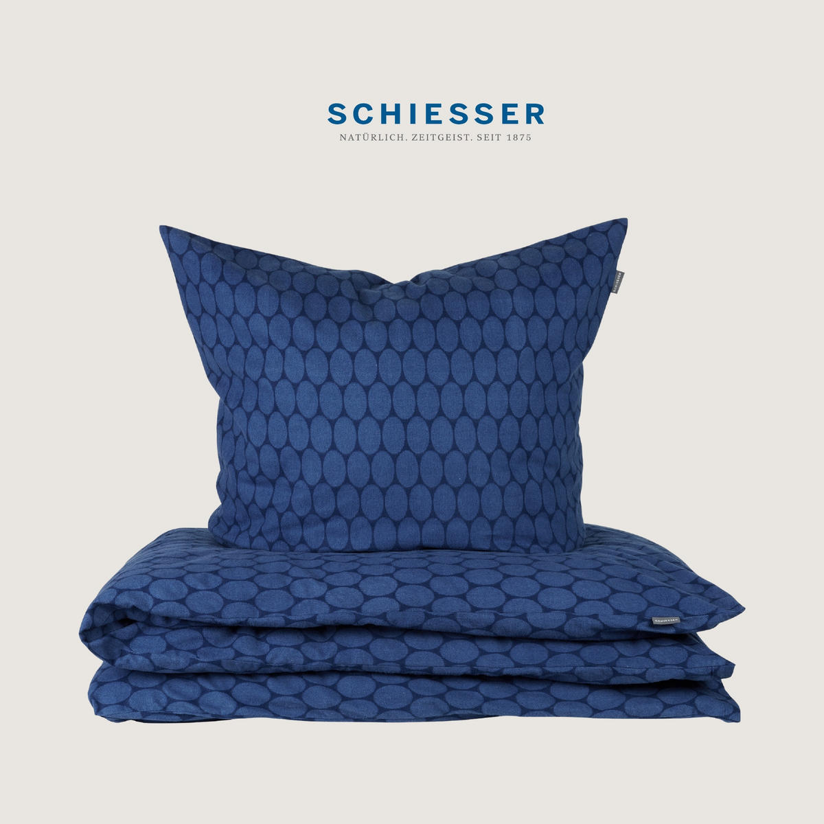 BETTWÄSCHESET Drops - Feinbiber - 2-teilig - 155 x 220 cm - Dunkelblau - Dunkelblau, Textil (155/220cm) - SCHIESSER
