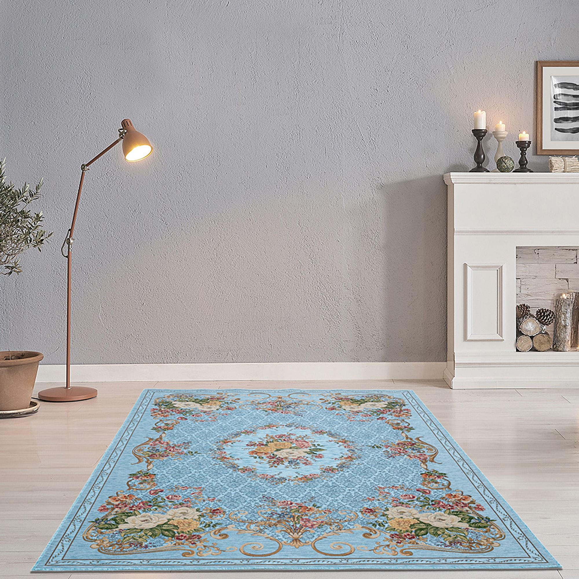 FLACHWEBTEPPICH Flomi Florence 60x90 cm - Türkis, Textil (60/90cm) - THEKO