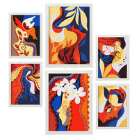 POSTER Set Mit 6 Zarte Collage im femininen abstrakten Stil Größe A3 & A4 Weißer Rahmen - Weiß, Papier (29.7/1cm) - Nacnic