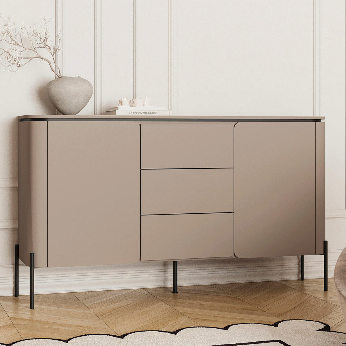 KOMODA Taupe - sivorjava, leseni material (162.6/94.3/39.5cm) - Petits-meubles