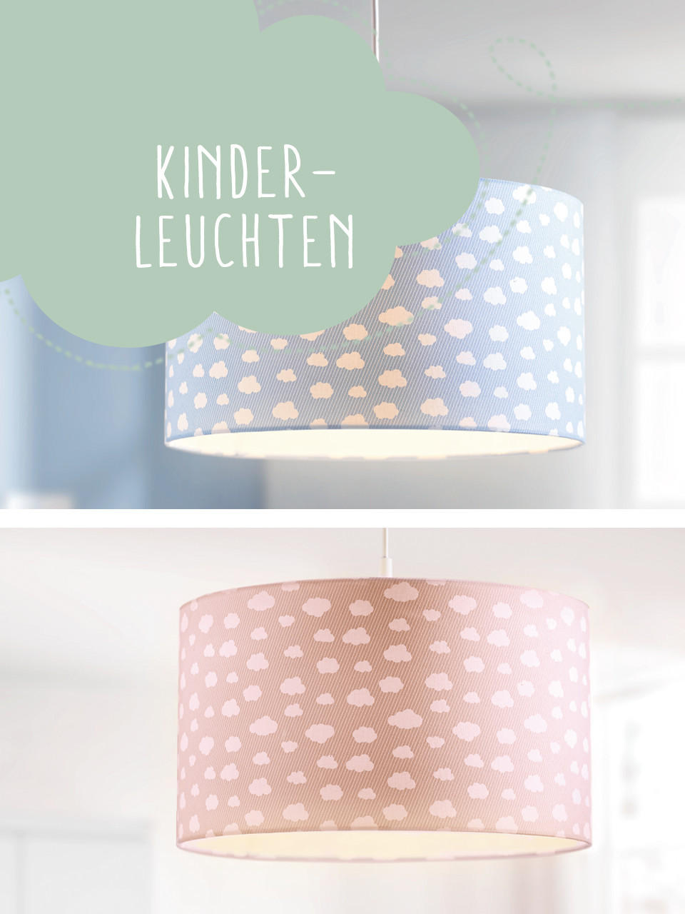 Kinderzimmerlampe in rosa und blau