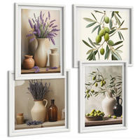 BILDER SET 4er Set - 50x50 cm & 40x60 cm Weißer Rahmen - Blumen in Vasen als Dekoration - Weiß, Kunststoff (50/50cm) - TULUP