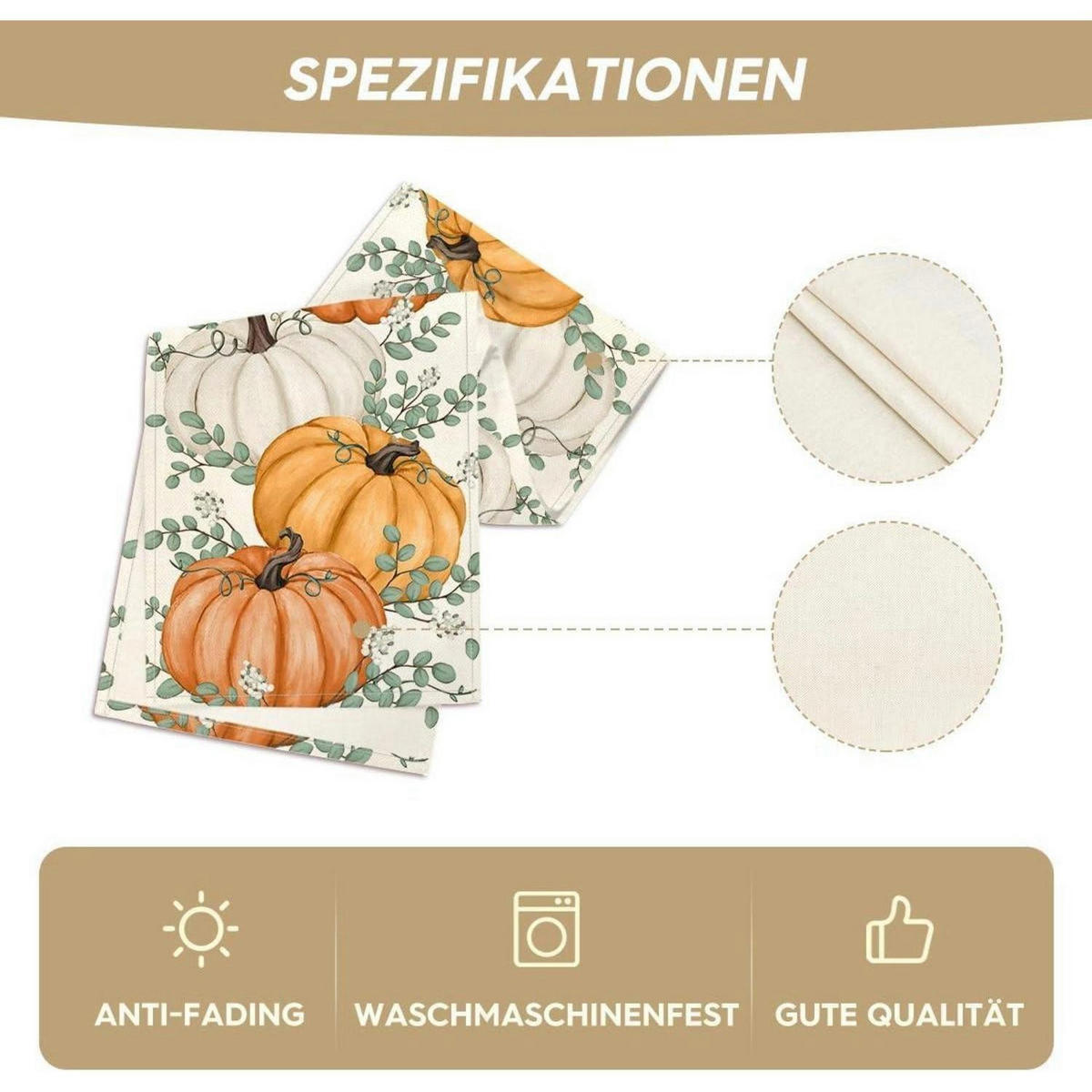 TISCHLÄUFER Kürbis Orange 40 x 140 cm - Multicolor, Textil (140/40/1.5cm)