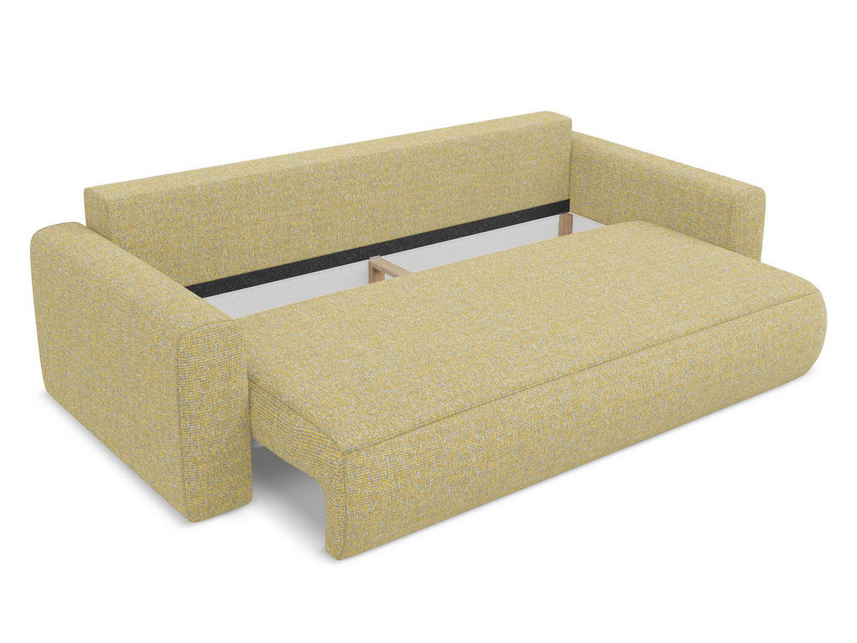 3-SITZER SOFA mit Schlaffunktion Strukturstoff Stoff Gelb - Currygelb/Gelb, Kunststoff/Textil (238/82/105cm) - Makamii
