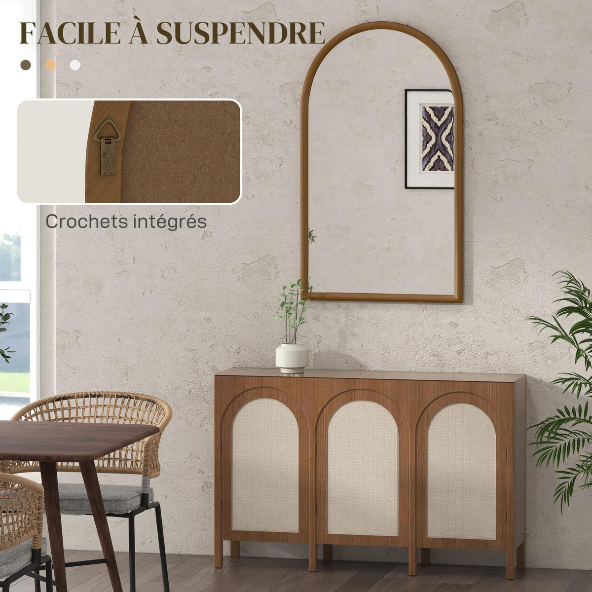 WANDSPIEGEL DE-14272 mit Holzrahmen 110x65 cm Dunkelbraun - Braun, Glas (65/110/3.5cm) - ComfortXL