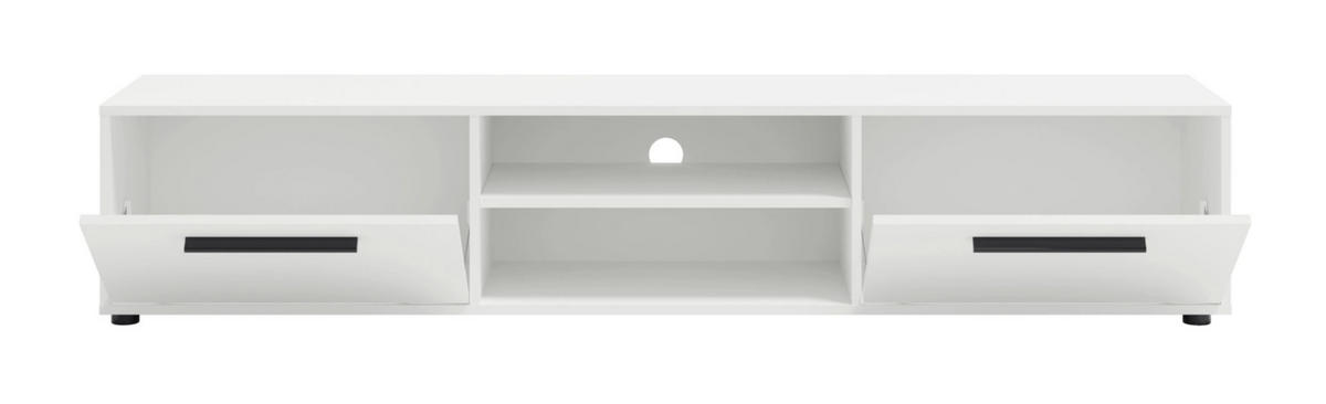 TV-SCHRANK Modena 190 cm mit Türen und Regalen in Weiß - Schwarz/Weiß, Holzwerkstoff/Kunststoff (190/38/40cm) - Ravio