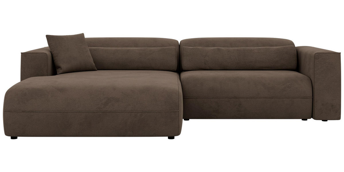 ROHOVÁ SEDAČKA PAZURRO L - Hnedá Samet - Vľavo - hnedá/čierna, textil/plast (288/180cm) - MKS
