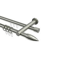 RUNDROHR-INNENLAUF-GARDINENSTANGEN-SET Platon Samanto 140 cm, 2-läufig, 20 mm Ø Edelstahl-Optik - Edelstahlfarben, Metall (140cm) - INTERDECO