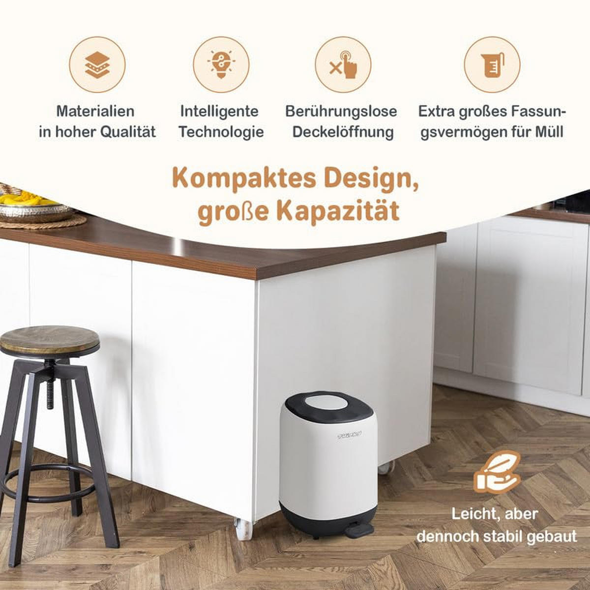 WINDELEIMER Geruchsdicht ohne Kassette weiß und schwarz - Schwarz/Weiß, Kunststoff (24/41/20cm) - Twinky