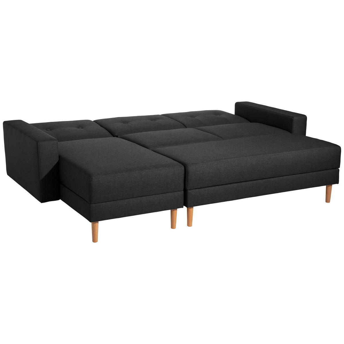 FUNKTIONSSOFA mit Hocker Kattie Flachgewebe schwarz - Schwarz, Kunststoff (144/230cm) - 58aufmkessel