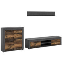 WOHNWAND Milo 3 tlg. (B/H/T: ca. 255/159/40 cm) in Matera/Old Wood - Naturfarben, Holzwerkstoff (255/159/40cm)