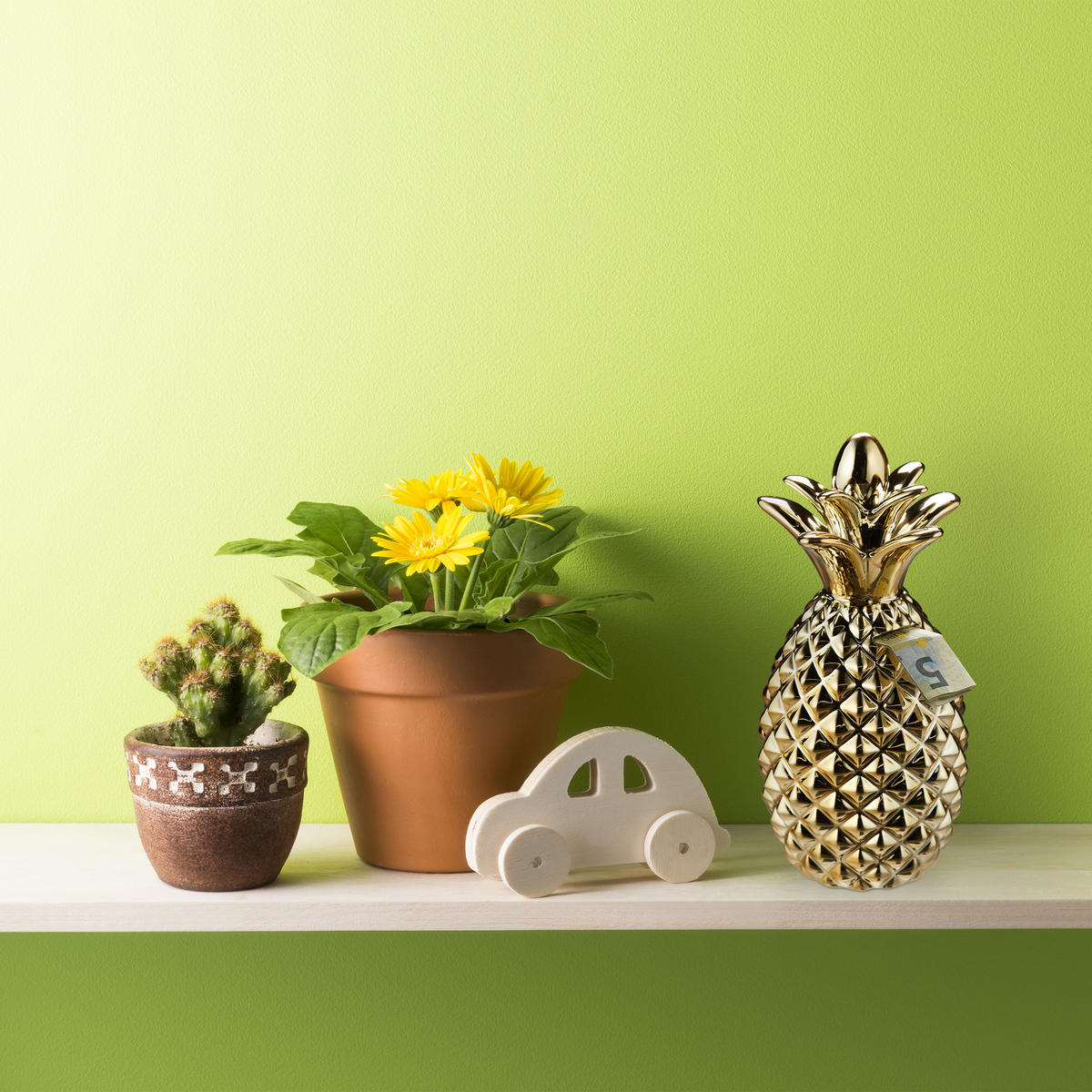 ANANÁSOVÁ sporenka - zlatá, plast/keramika (10.5/24/10.5cm) - Relaxdays