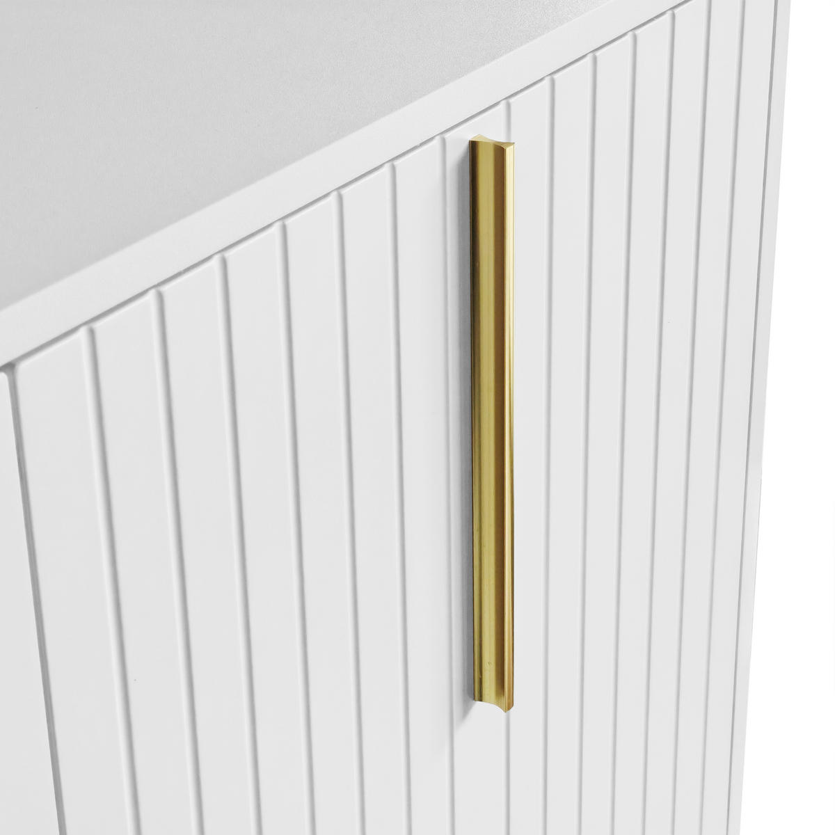 SIDEBOARD in Weiß Anrichte mit 3 Türen und verstellbaren Regalen für Esszimmer und Küche, B138/T40/H80.5 cm - Goldfarben/Weiß, Holzwerkstoff/Metall (138/80.5/40cm) - STILVORA