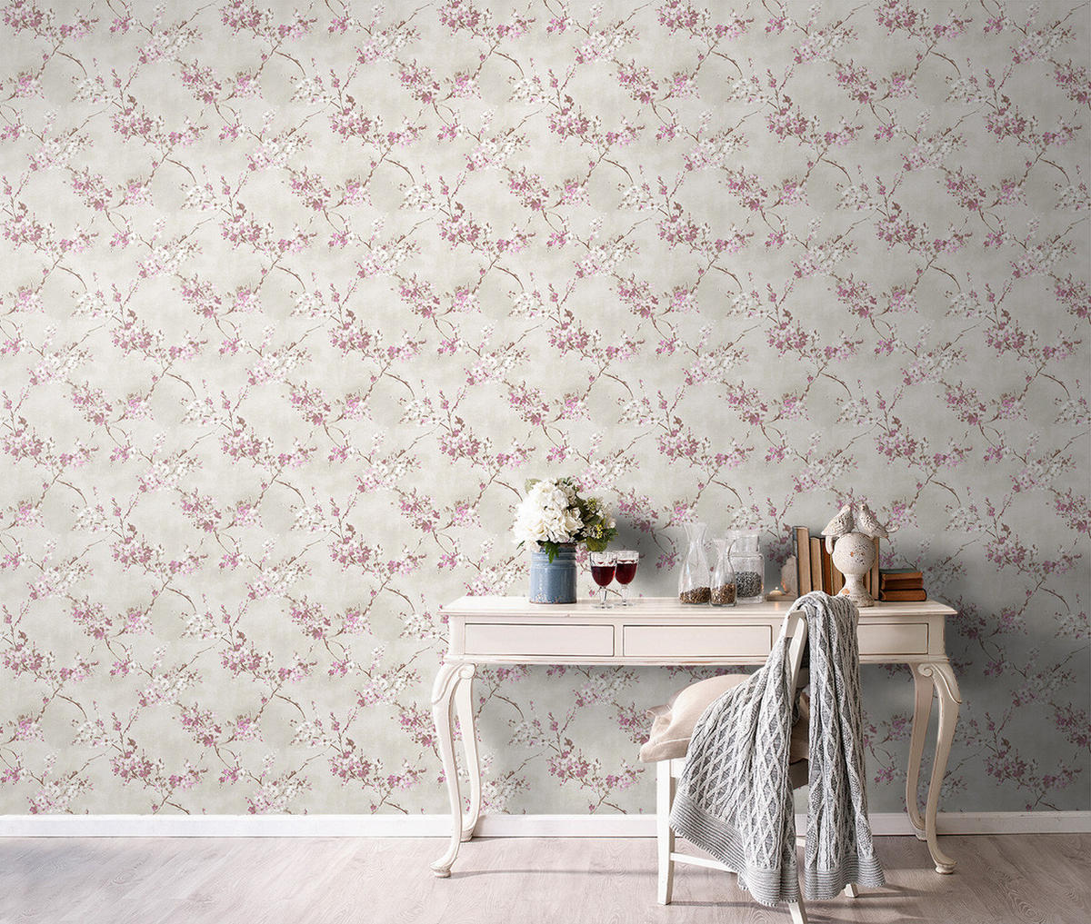TAPETE Blumen 53 cm x 10 m - Lila, Papier (53/1000cm) - Sanders & Sanders
