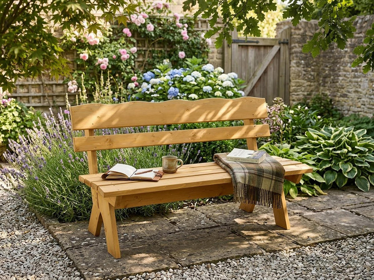 GARTENBANK Drieburg 3-Sitzer 150cm aus Kiefer massiv - Braun, Holz (150/82/60cm) - TPFGarden