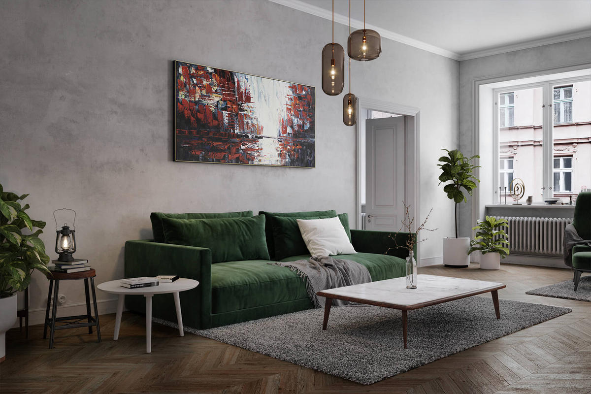 ÖLGEMÄLDE XXL Rot 200/100 cm - Rot/Weiß, Holz/Textil (6.68/100cm) - KUNSTLOFT