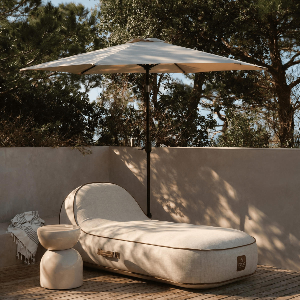 SONNENLIEGE PALMA Weiß - Creme/Weiß, Kunststoff/Textil (85/27/85cm) - Coco Lounge