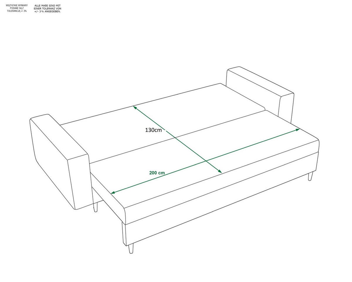 SOFA SKANDI mit Schlaffunktion ITAKA 33 mit Stauraum - Goldfarben, Textil (90/88/232cm) - Bedante