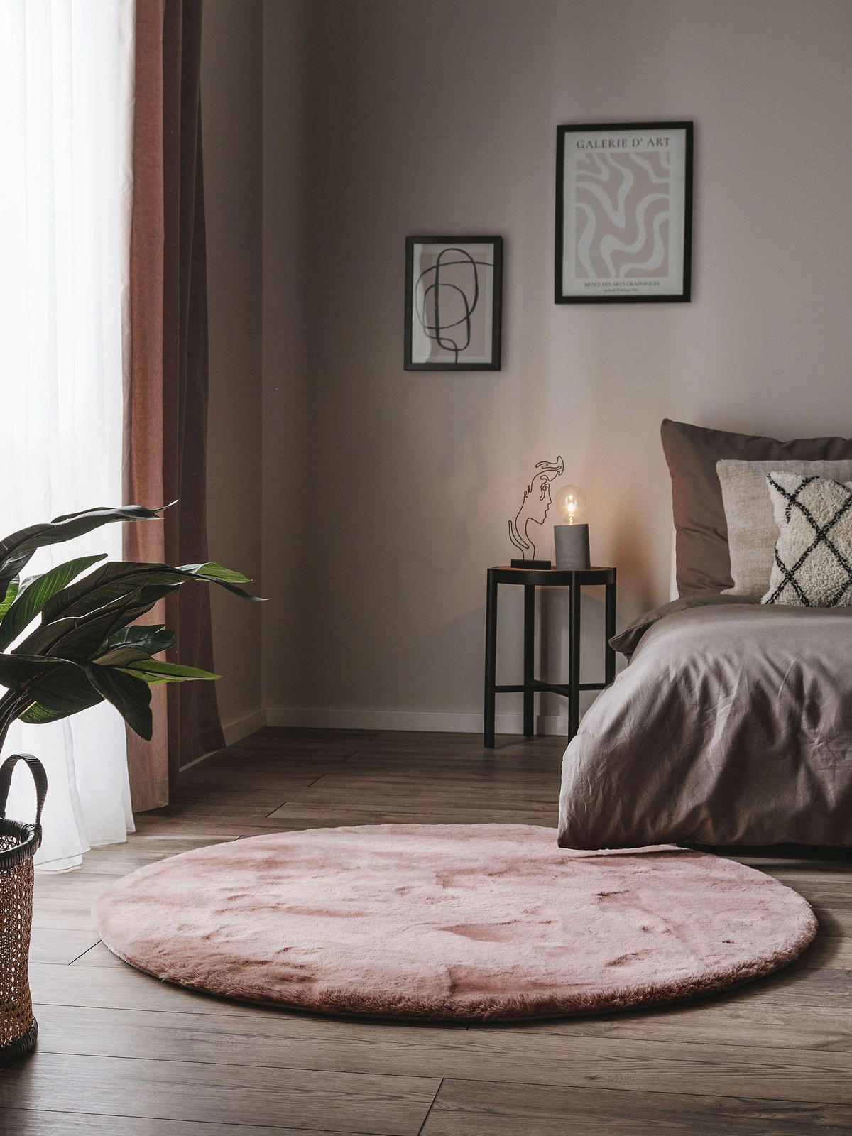 KUNSTFELL-TEPPICH Dave Rosa ø 80 cm rund - Rosa, Textil (80/80cm) - benuta Nest