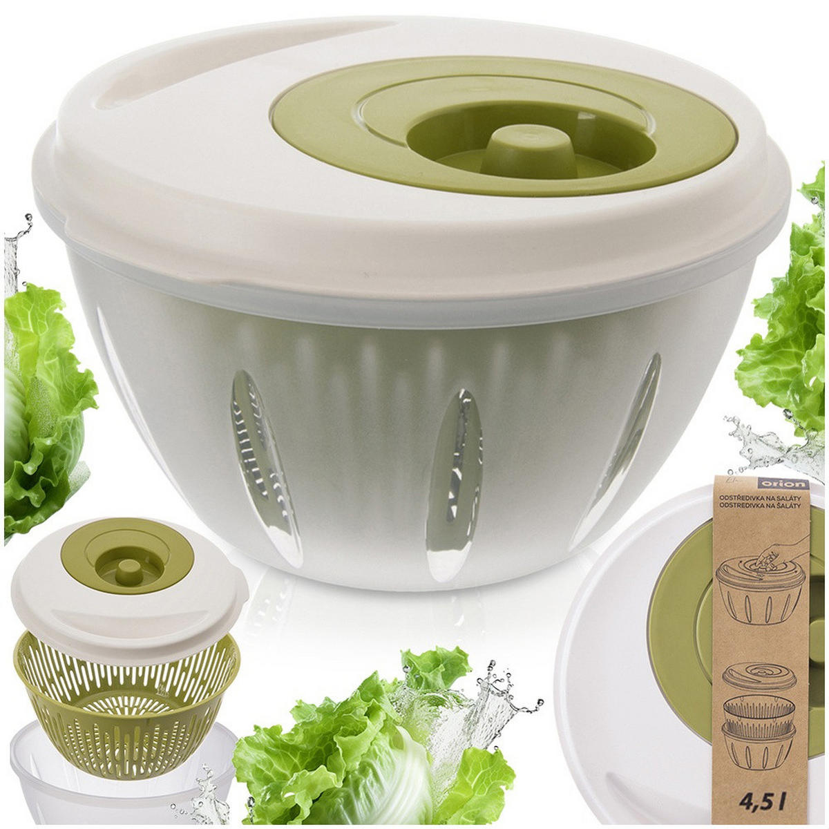 SALATSCHLEUDER ELA Grün Weiß 4,5 l - Transparent, Kunststoff (25.5/14.5cm) - Orion 