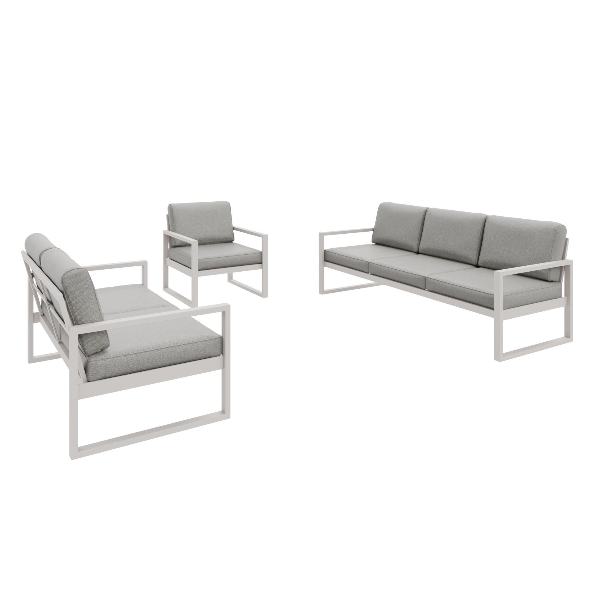 GARTENSET Madera für 6 Personen Balkonmöbel Aluminium Terassenmöbel Sitzbank, 4-tlg. Tisch kaschmir, beige - Kaschmir/Beige, Kunststoff/Metall - Margaret Hadas24