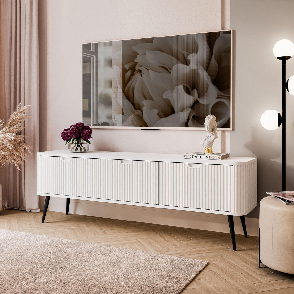 TV Element ZAIRA RTV168 Weiß - Weiß, Holzwerkstoff (168/57/39cm) - Lookway
