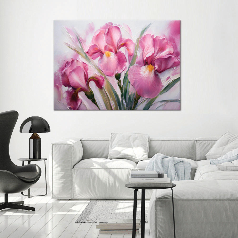 WANDBILD iris rosa bemalte blumen - Pink, Textil (60/40cm) - Feeby