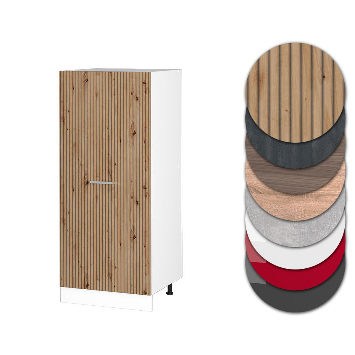 VORRATSSCHRANK R-Line Artisan-Eiche 60 cm - Weiß/Eiche Artisan, Holzwerkstoff (60/143/57cm) - Vicco