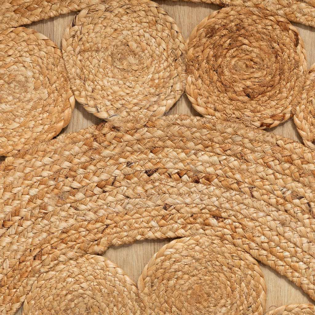 Thumbnail - Steffensmeier Flachgewebeteppich, Natur, Naturmaterialien, Floral, Rund, 100x100 cm, für Fußbodenheizung geeignet, Teppi...