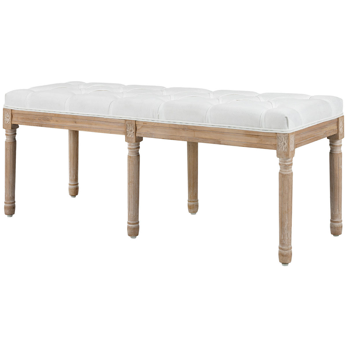 SITZBANK Creme 117/40/48 cm - Creme, Holz/Fell (40/48/117cm) - PANGIVO