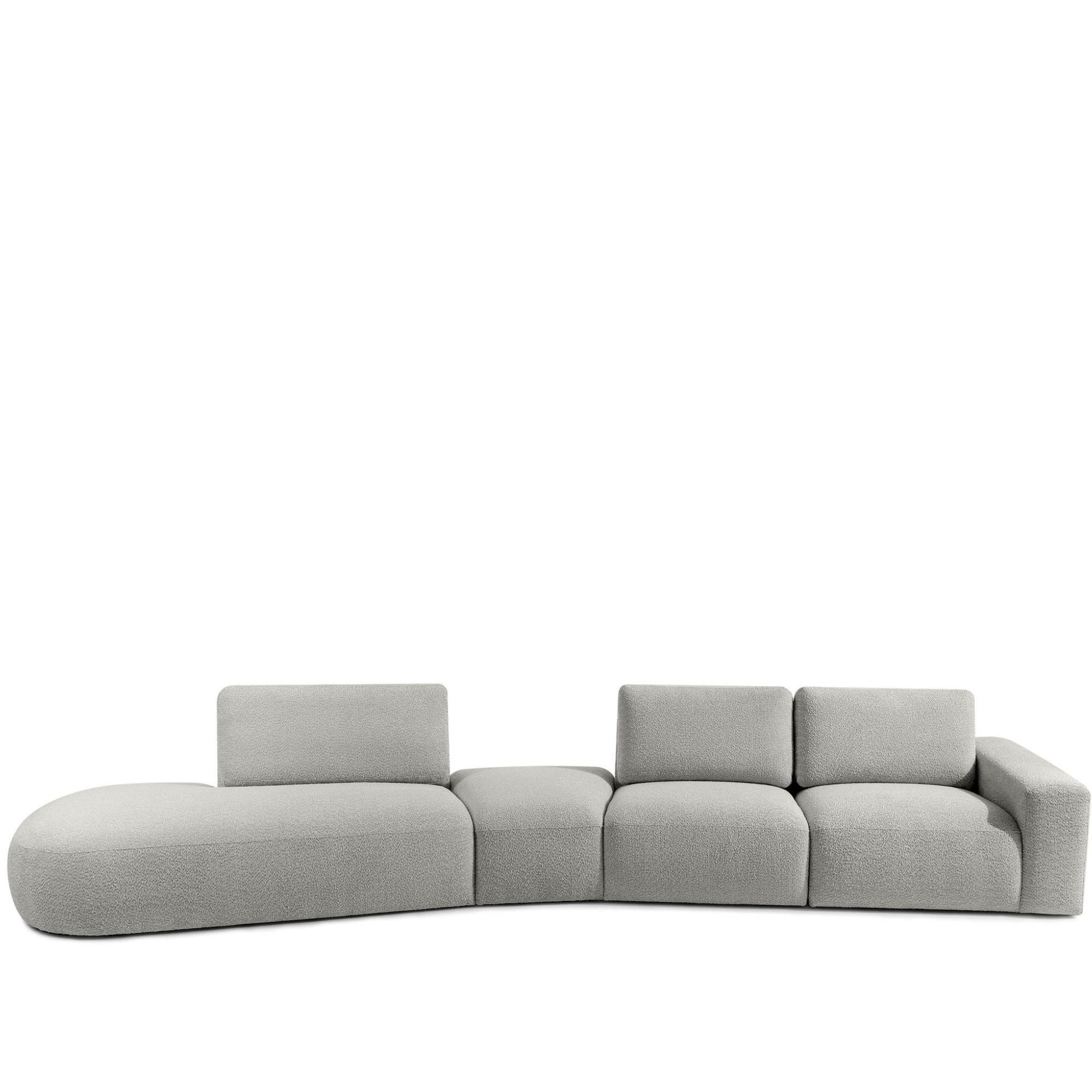 5-SITZER ECKSOFA ZUCCO Boucle links, Hellgrau - Hellgrau, Textil (430/84/105cm) - KONSIMO®