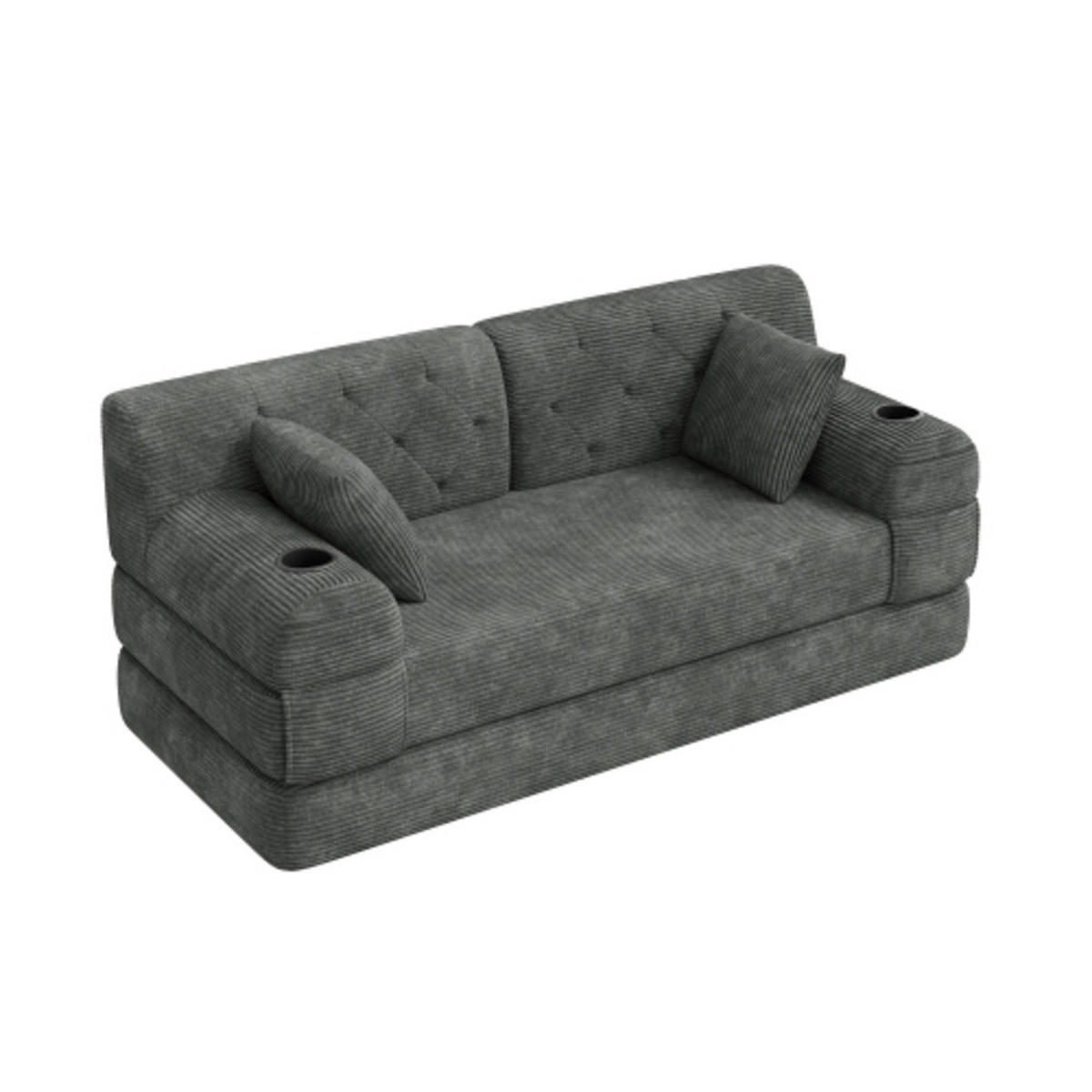 SCHLAFSOFA mit Metallrahmen grau 168×80×81 cm aus Cordstoff - Grau, Textil (80/81/168cm) - Luhomfu
