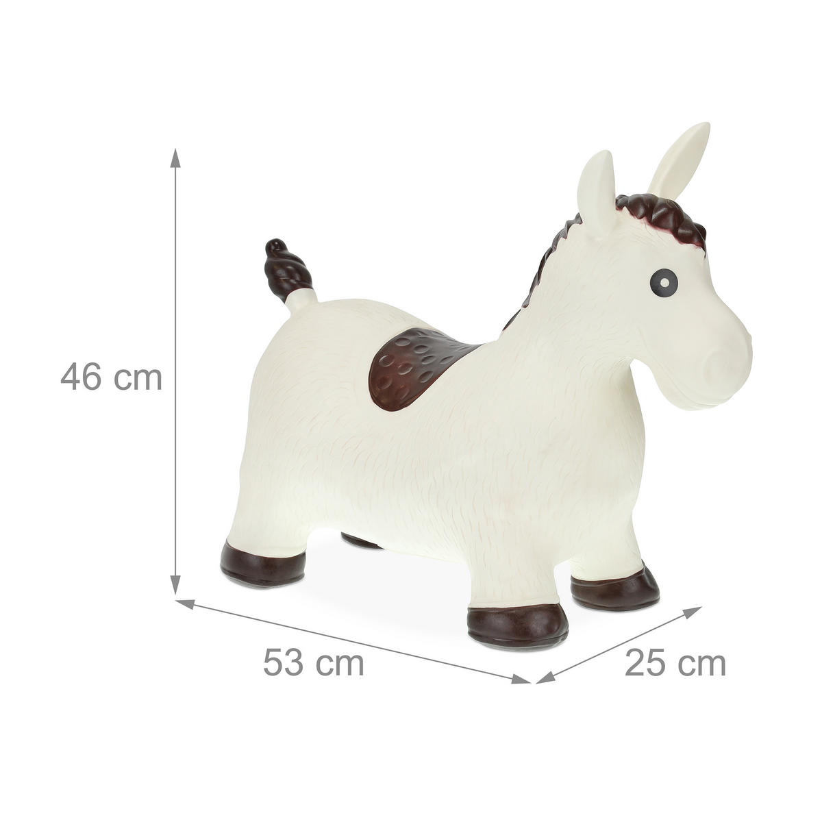 SKÁKADLO Bílé kůň bez BPA s pumpičkou - různobarevná, plast (53/25/46cm) - Relaxdays