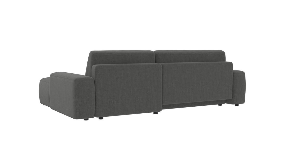 ECKSOFA Lopez Grau Samt-Stoff - Schwarz/Grau, Holz/Kunststoff (264/162cm) - S-Style Möbel