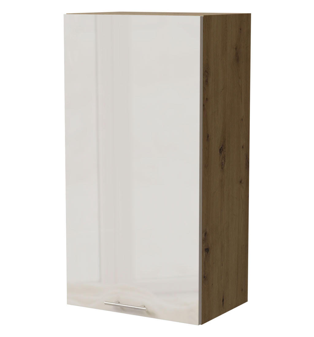 HÄNGESCHRANK Brerra W4/50 Eiche Artisan / RAL 9001 creme Hochglanz 50 / 32,5 / 96cm - Creme/Eiche Artisan, Holz/Holzwerkstoff (50/96/32.5cm) - Feldmann-Wohnen