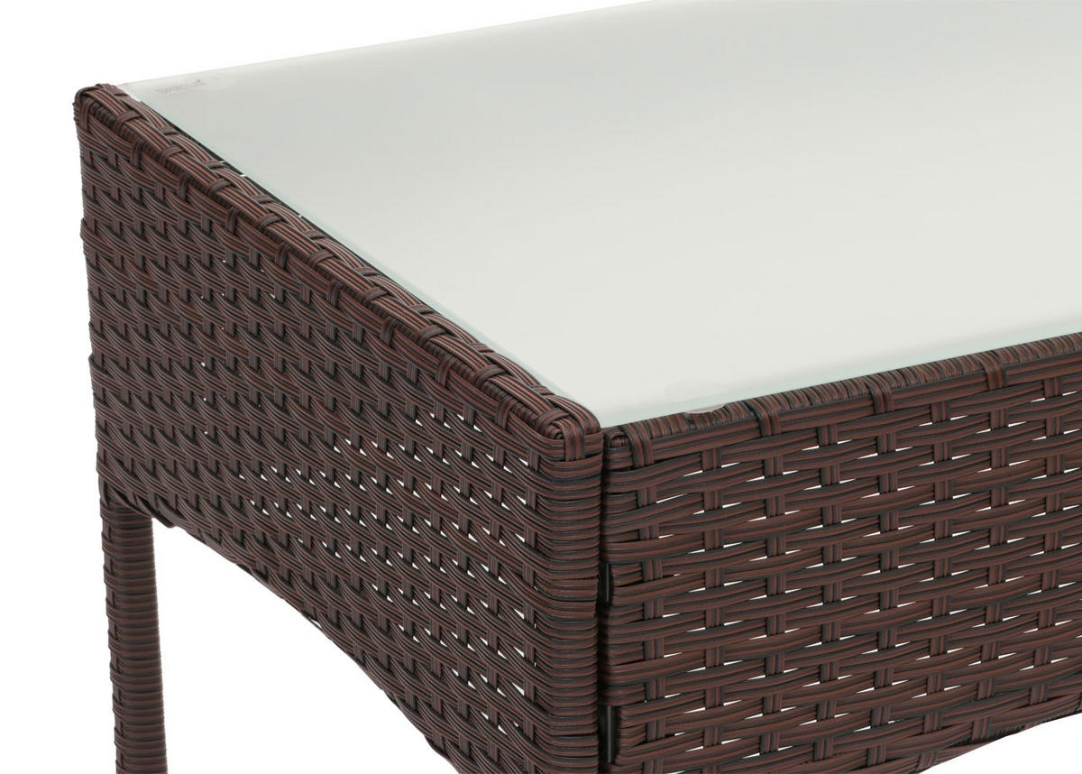 POLY-RATTAN GARTENTISCH rechteck Braun - Braun, Kunststoff (48/79/38cm) - MCW