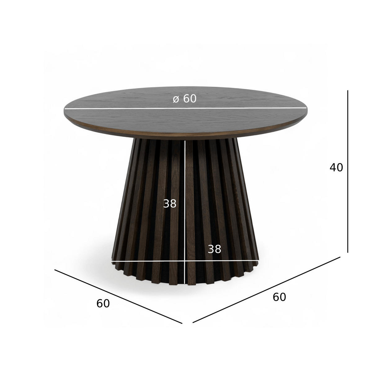 COUCHTISCH rund Räuchereiche 60/60/40 cm - Braun, Holzwerkstoff (60/60/40cm) - Furnhouse