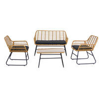 GARTENMOEBELSET Rattan - Schwarz - Dunkelgrau, Holz - Nordlys