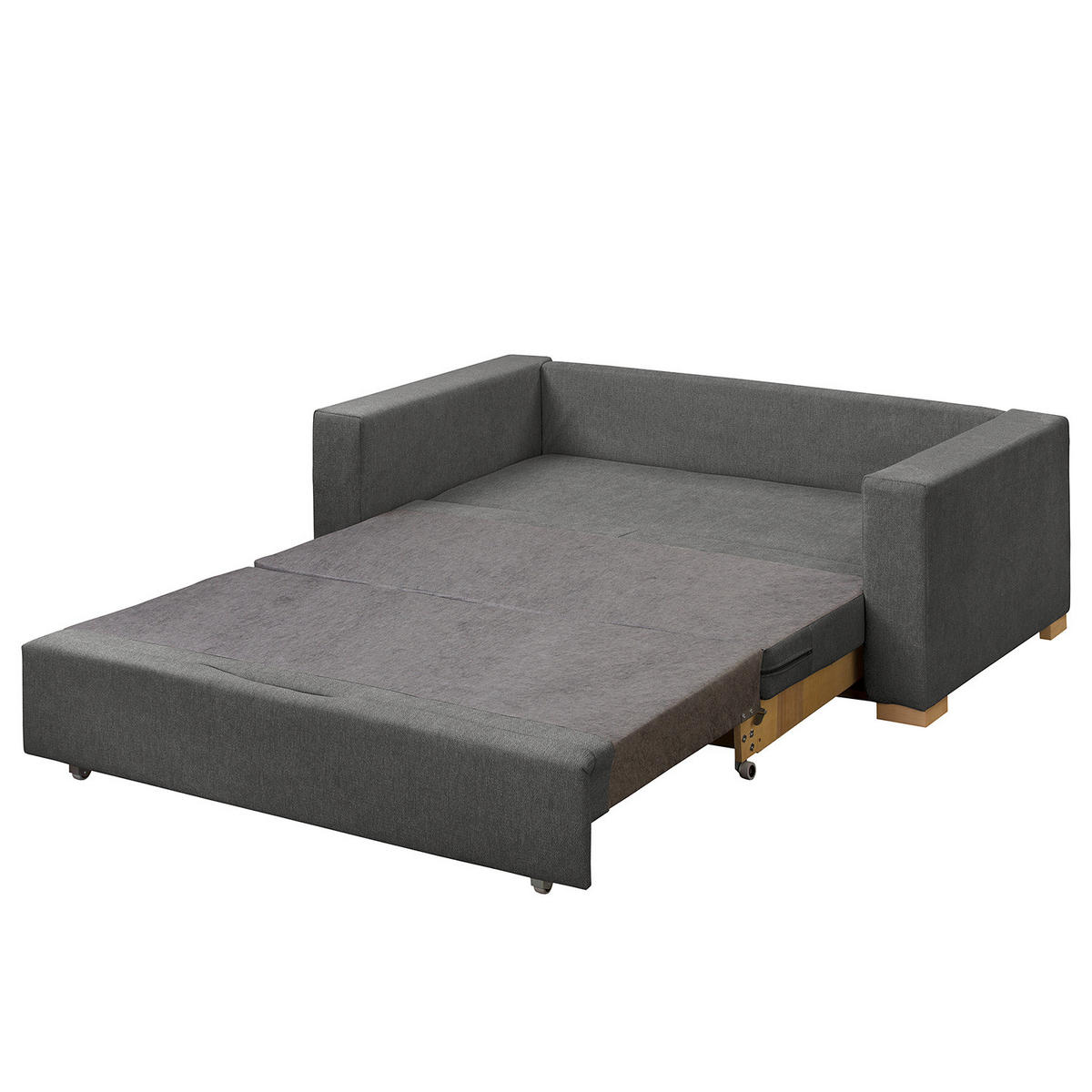 SCHLAFSOFA - Graubraun/Buchefarben, Holz/Buchenholz (173/90/90cm) - home24