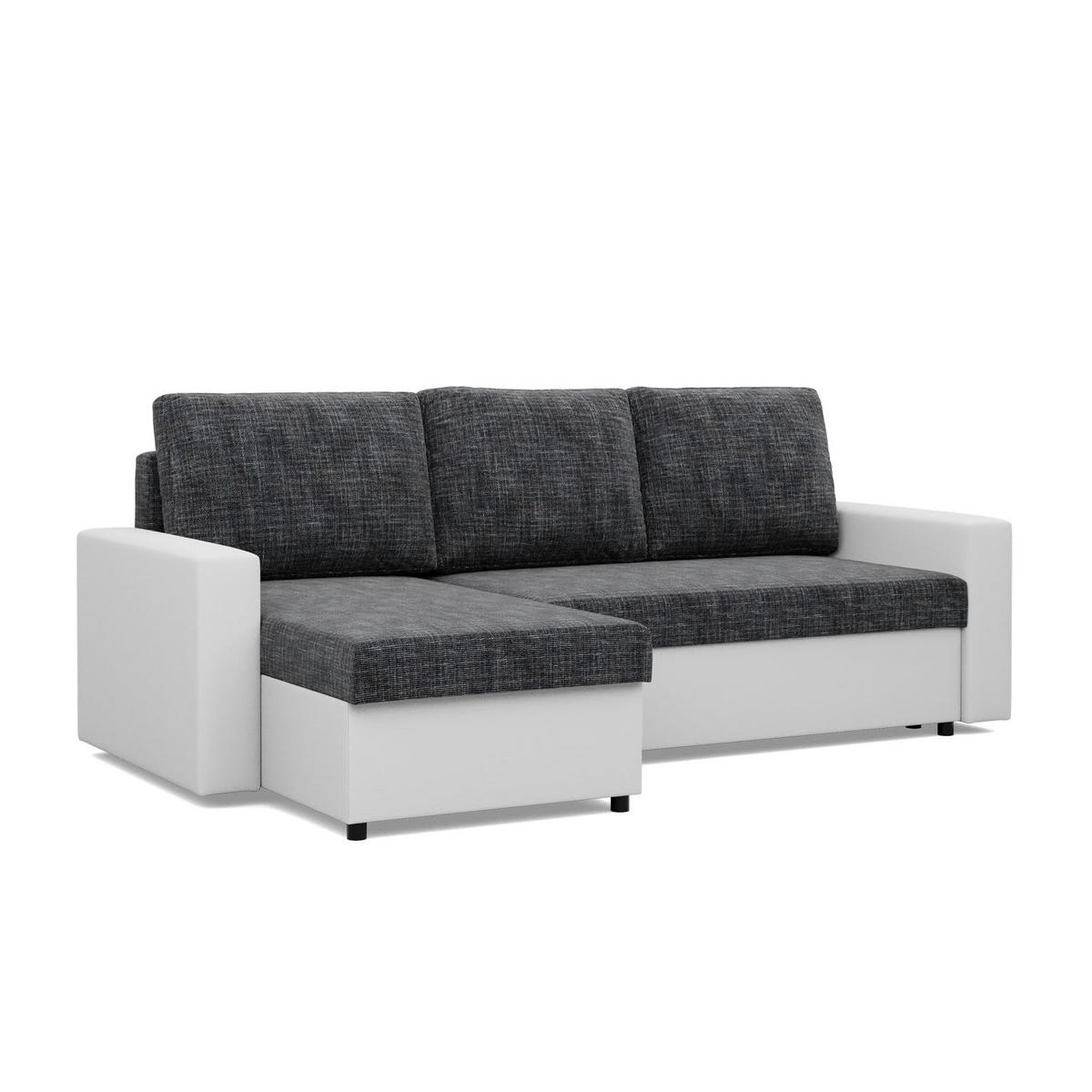 ECKSOFA MIT SCHLAFFUNKTION LUNA, Schwarz + Grau - Schwarz/Grau, Textil (231/140cm)