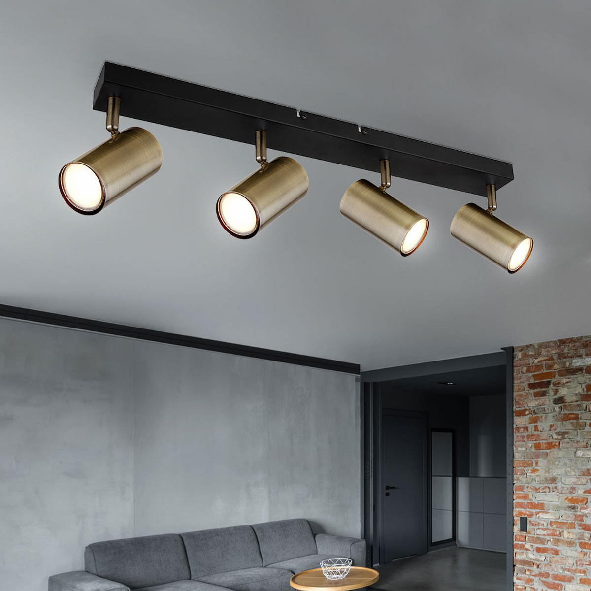 DECKENLEUCHTE Metall Messing Schwarz - Messingfarben, Metall (56/6/12cm) - Globo Lighting