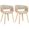 ARMLEHNENSTUHL 2er Set Stoff Natura/Creme - Eukalyptusholzfarben/Creme, Holz/Textil (60/75/55cm) - CLP