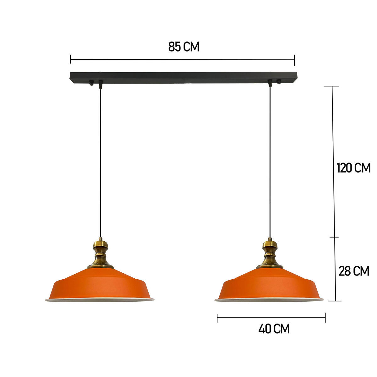 PENDELLEUCHTE Asletl 2 Flammig 40/36 cm - Weiß Hochglanz/Orange, Metall (36/40/28cm) - Bamyum