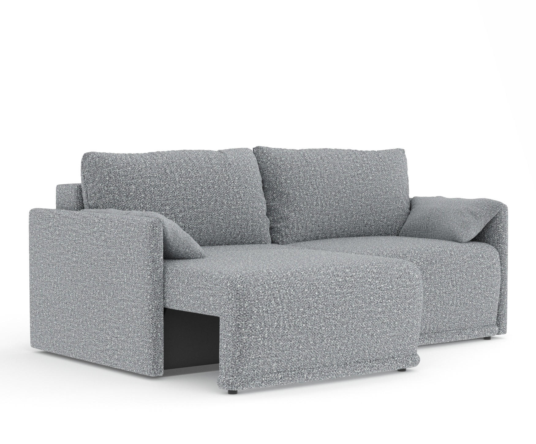 SCHLAFSOFA MIT ECKSOFA-FUNKTION Nappa Grau Plüschstoff - Schwarz/Grau, Holz/Holzwerkstoff (215/100/112cm) - Maison de Reve