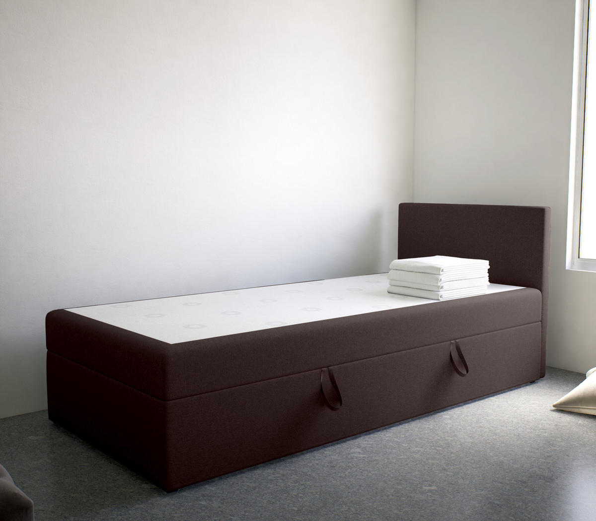 BOXBETT Verdig Mini Basic 100x200 Dunkelbraun Rechts - Braun, Holz (100/200cm) - Fedve