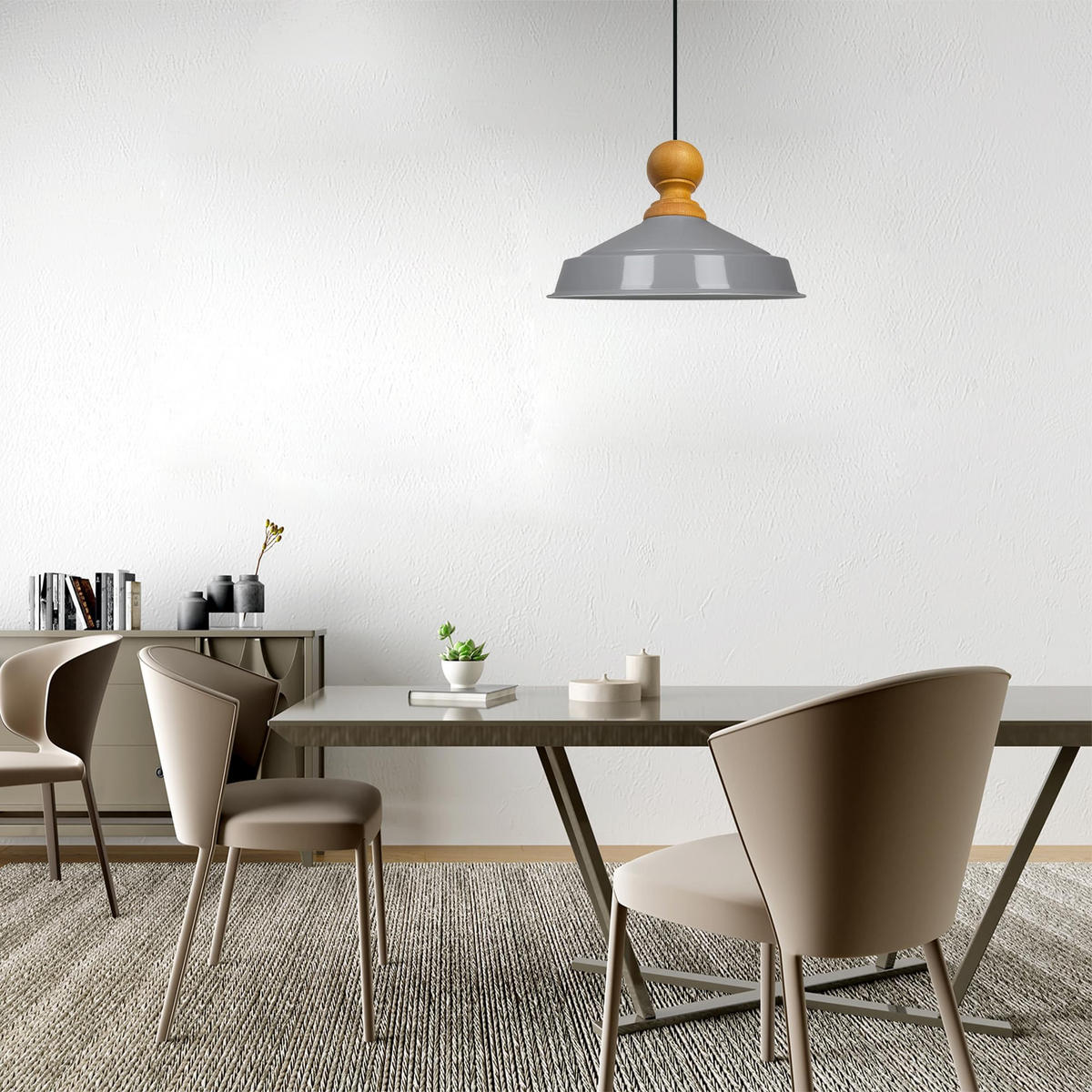 DECKENPENDELLEUCHTE Holz Asletl - Grau, Holz/Metall (24/40/148cm) - Bamyum