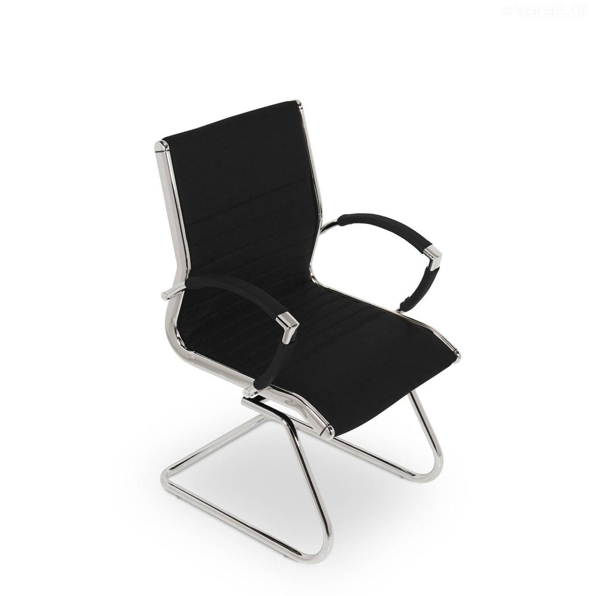 BESUCHERSTUHL Montreal Stoff Schwarz – ergonomisch, 150 kg belastbar - Schwarz, Textil/Metall (60/95/60cm) - Versee