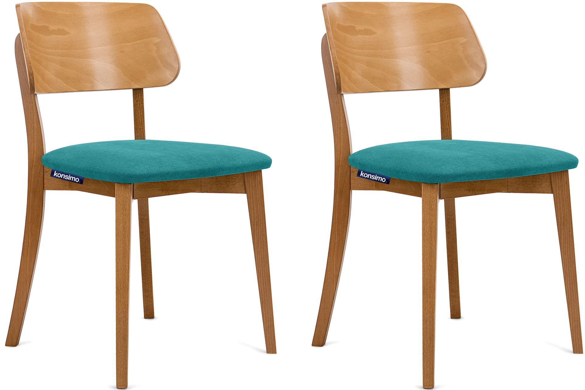 ESSZIMMERSTÜHLE VINIS (2er-Set), türkis / Eiche hell - Türkis/Eichefarben, Holz/Buchenholz (47/81/45cm) - KONSIMO®
