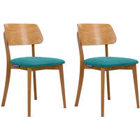 ESSZIMMERSTÜHLE VINIS (2er-Set), türkis / Eiche hell - Türkis/Eichefarben, Holz/Buchenholz (47/81/45cm) - KONSIMO®