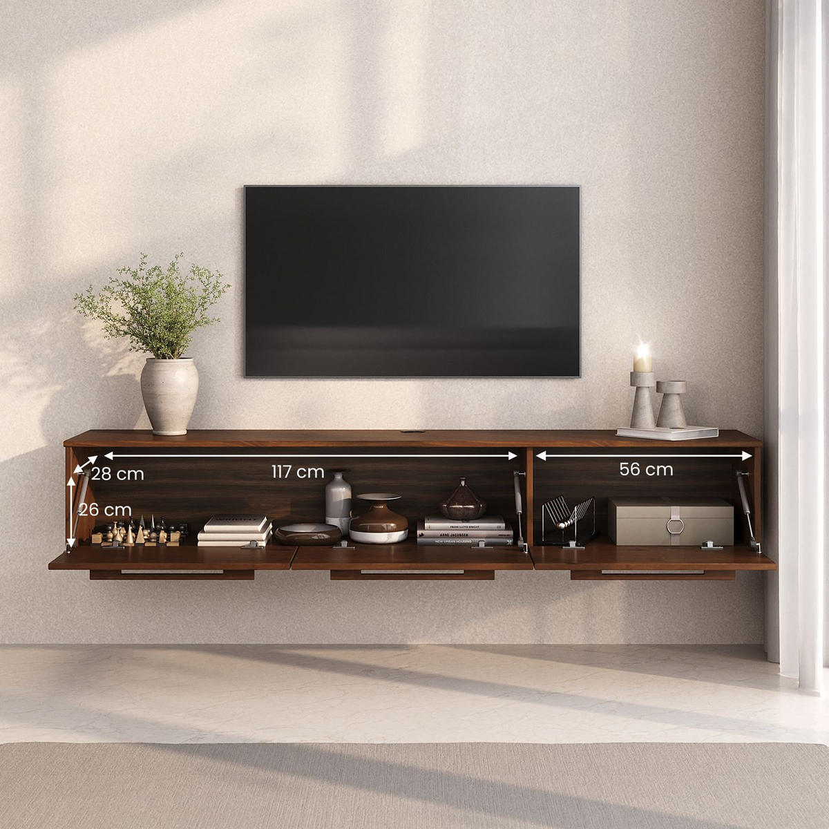 LOWBOARD TECCA Kastanie - Kastanienfarben, Holz (180/30/34cm) - IDIMEX